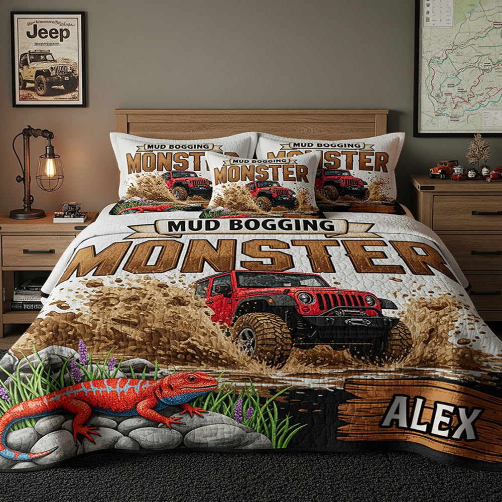 Mud Bogging Quilt Bedding Set Personalized Gifts For Off Road Lovers 03PADT140825-Homacus