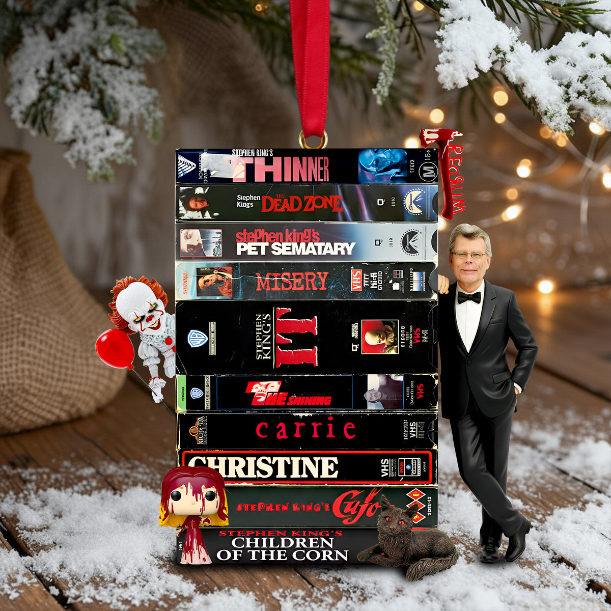 Retro VHS Tape Stack Ornament - Gift For Horror Lovers 02NALU041125-Homacus