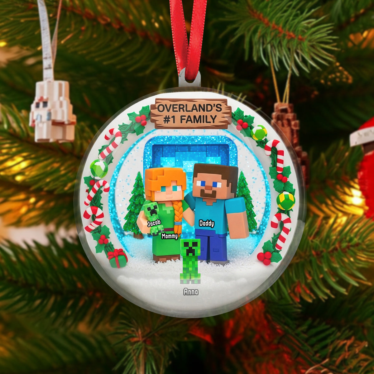 Family Snow Globe Ornament - Personalized Gifts For Family Christmas Ornament 02TGMG120825-Homacus