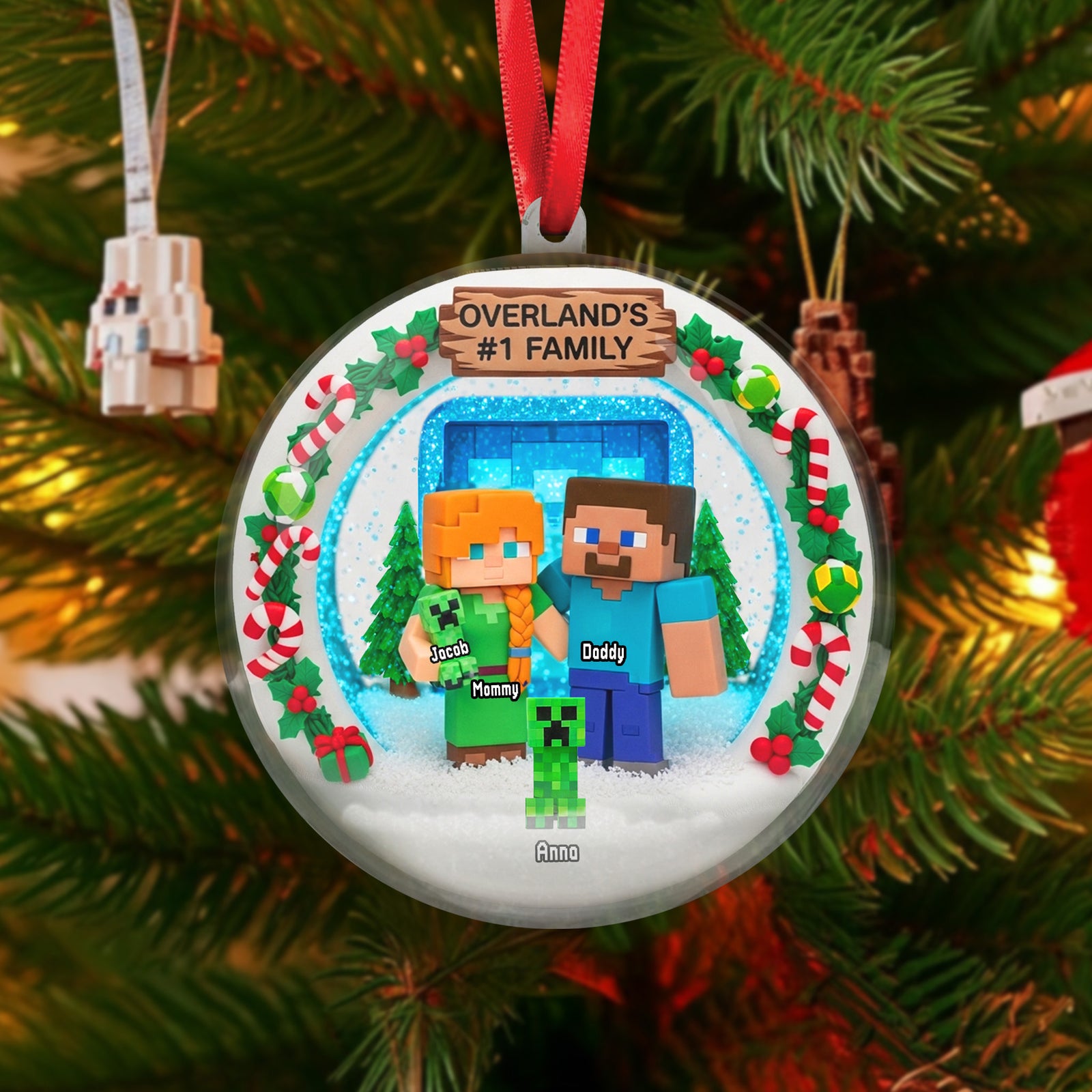 Family Snow Globe Ornament - Personalized Gifts For Family Christmas Ornament 02TGMG120825-Homacus