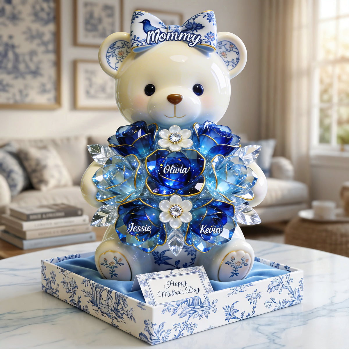 Sweet Bear Toile de Jouy Acrylic Plaque - Personalized Gifts For Mom 01PGTA310326-Homacus