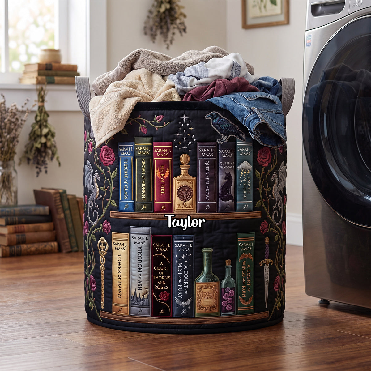 Romantasy Collection Quilted Laundry Basket - Personalized Gifts For Book Lovers 04qhdh130726-Homacus