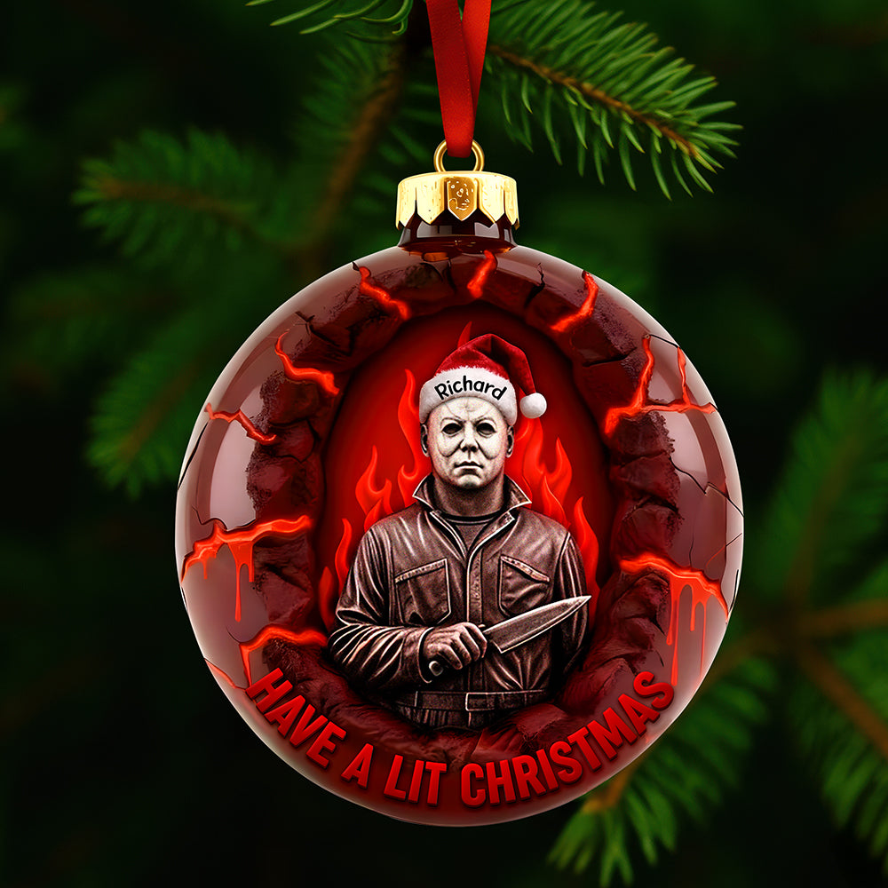 Horror Fire Christmas Ornament, Personalized Gifts For Horror Fans 03qhqn091025-Homacus