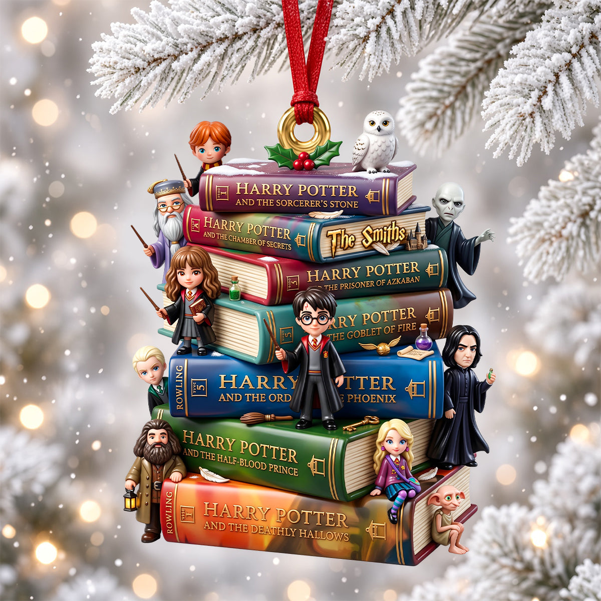 Enchanted Book Stack Christmas Ornament - Personalized Gift For Fantasy Lovers 02NADH300926