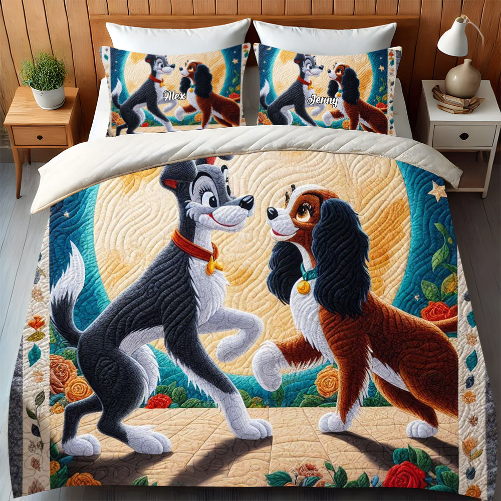 Personalized Gifts For Couple Quilt Bedding Set Special Line, Cartoon Dog Character 05TGMH140125-Homacus