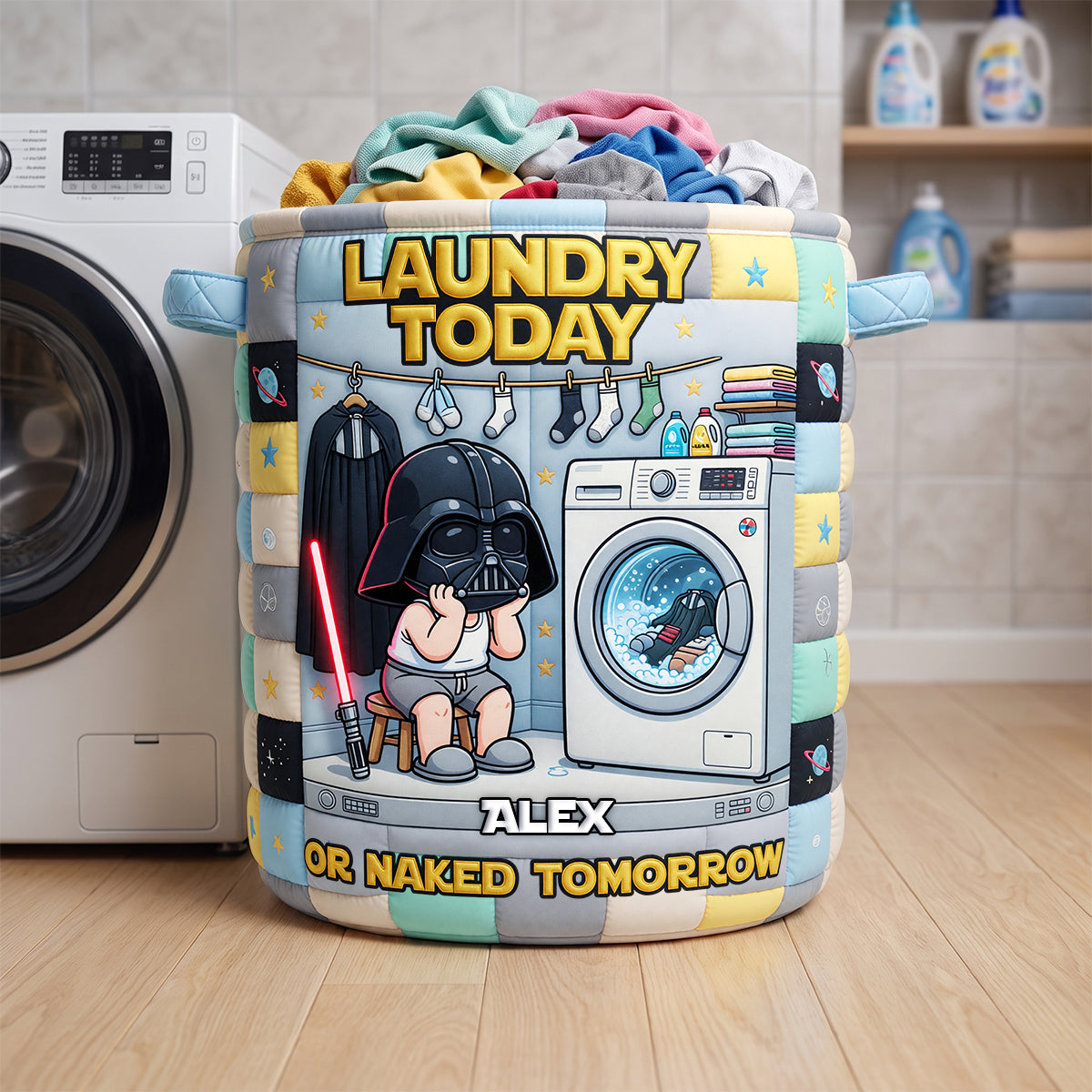 Space Warrior Quilted Laundry Basket - Personalized Gifts 02todh090726-Homacus