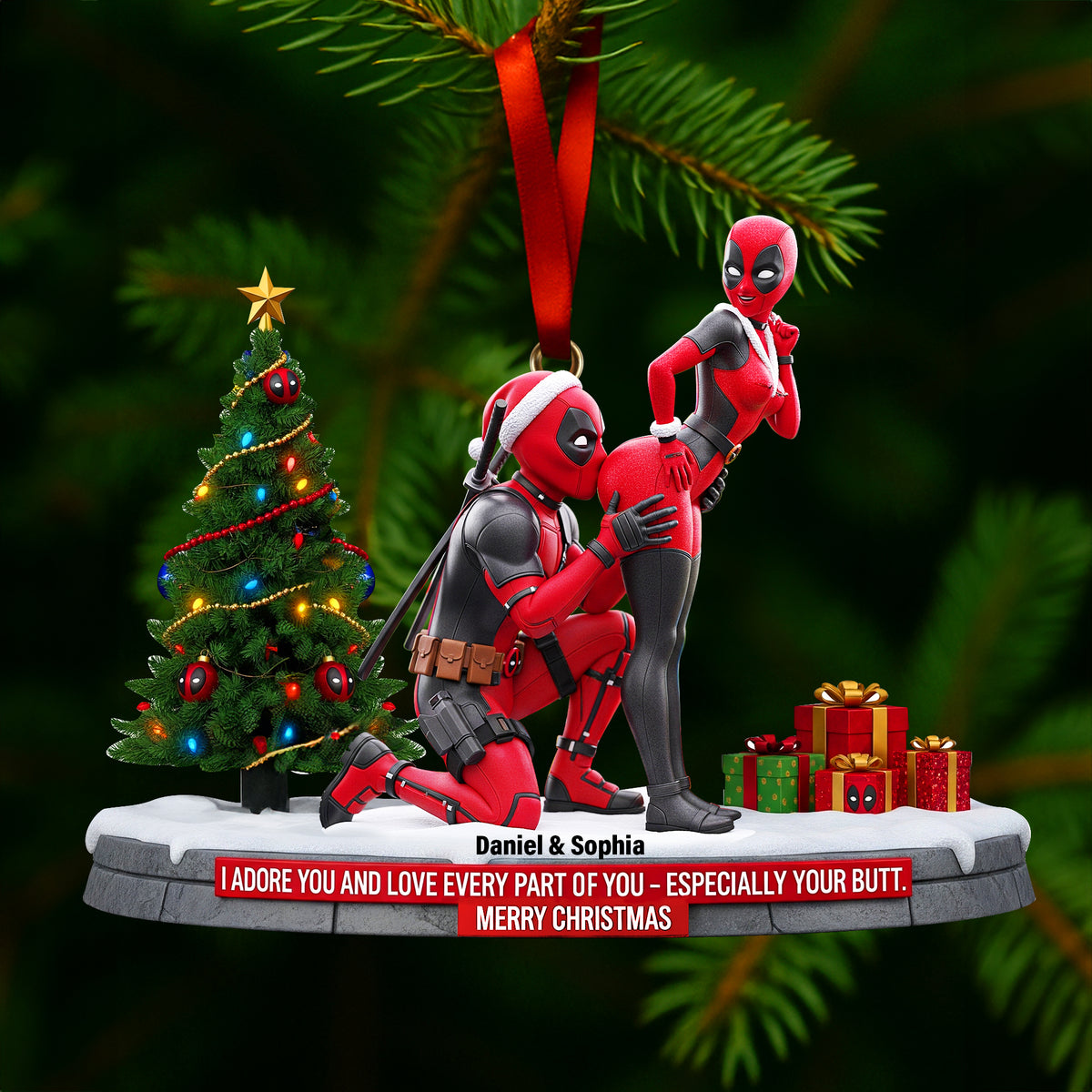 Funny Red Masked Couple Ornament - Personalized Gifts For Couple 03ohlu150925-Homacus