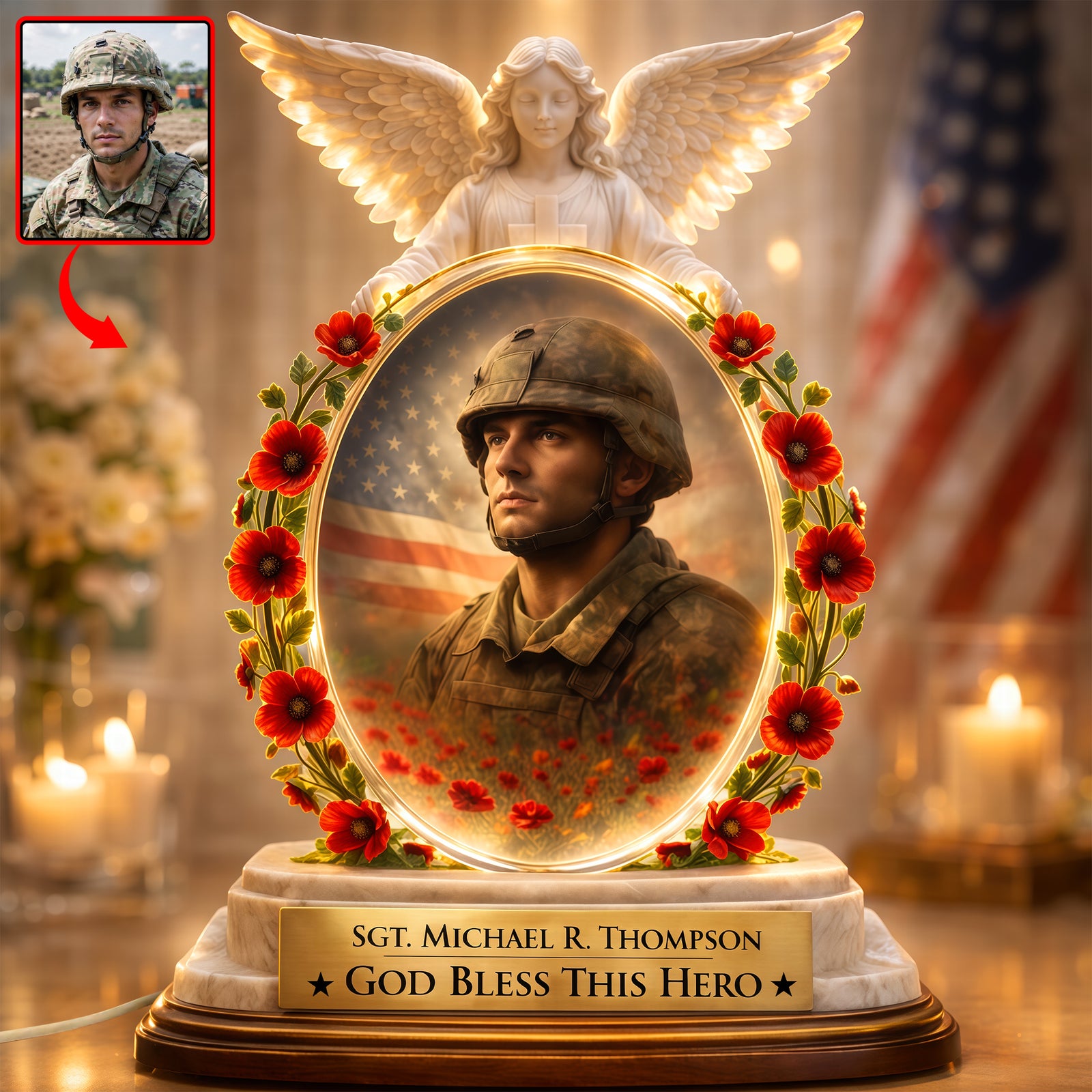 God Bless This Hero - Veteran Memorial Light Box - Custom Photo Gifts For Heaven 03tyqn070426-Homacus