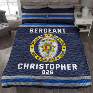 Police Quilt Bedding Set Special Line With Department Logo - Custom Police Station Patches With Name, Number Tag Gifts For Police Officer & Law Enforcement 05qhqn080125-Homacus