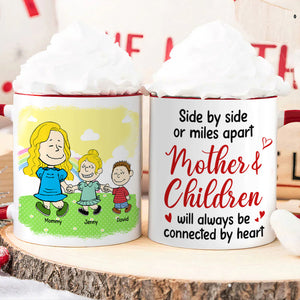 Personalized Gifts For Mom Coffee Mug 02xqtn210125hh Side By Side Or Mile Apart Mom & Children Will Always Be Connected By Heart-Homacus