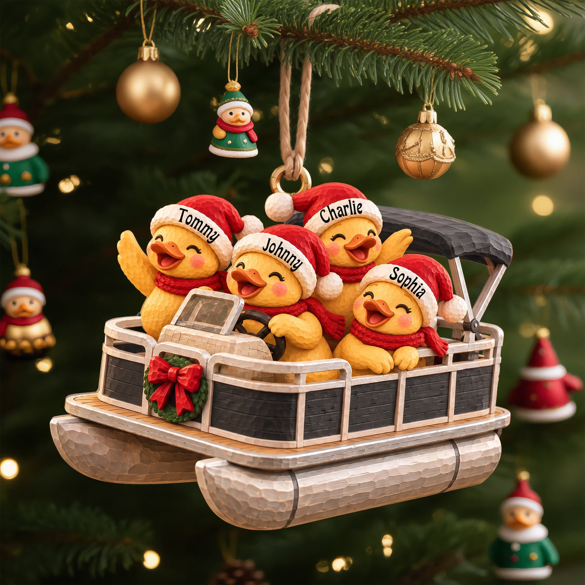 Ducking Fun Pontoon Ride Ornament - Personalized Gifts For Pontoon Lovers 03QHLU161026-Homacus