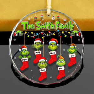 Stocking Family Ornament - Green Monster Kids - Personalized Gifts For Family-Homacus