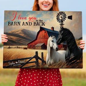 Personalized Gifts For Couple Wall Art, Horse Couple I Love You To The Barn 01QHLU121224-Homacus