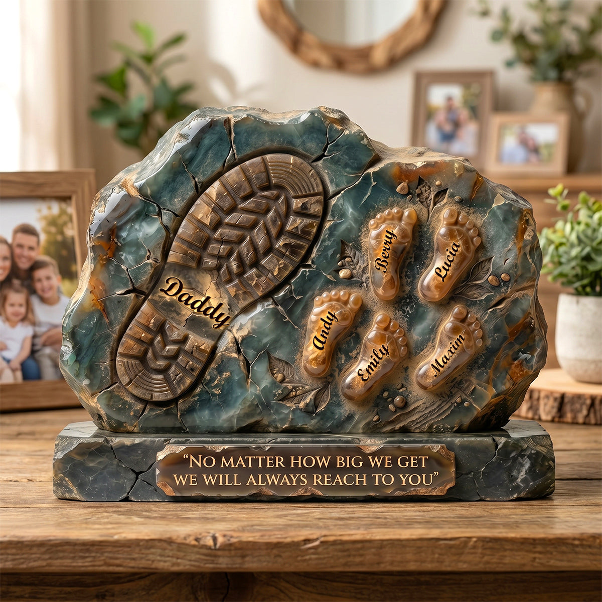 Daddy And Kids Footprint Acrylic Plaque - Personalized Gifts For Dad 05TODH050526-Homacus