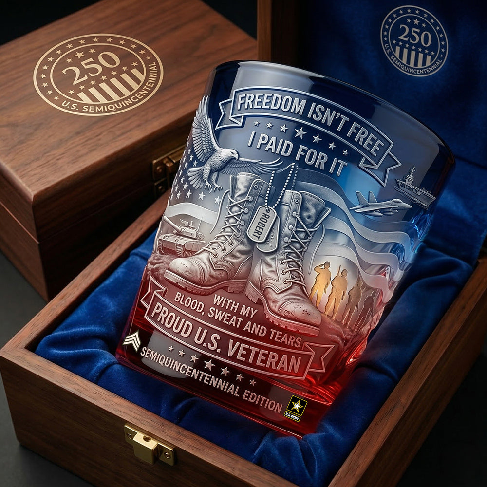 Patriotic Veteran Whiskey Glass, Personalized Gifts For Veterans 05qhdt180326-Homacus