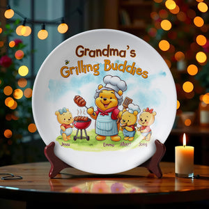 Personalized Gifts For Grandma Round Plate Grilling Buddies 02OHLU140325-Homacus