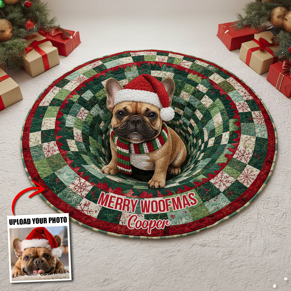 Custom Photo Christmas Gifts For Dog Lovers Quilted Round Mat 04hutn250925-Homacus