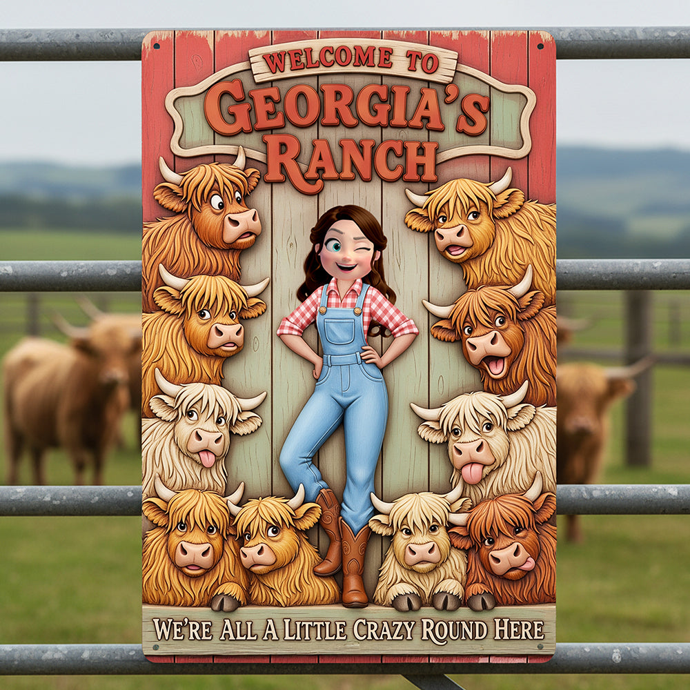 Highland Cow Farm Print Metal Sign - Personalized Gifts For Farmer 02nata200126-Homacus