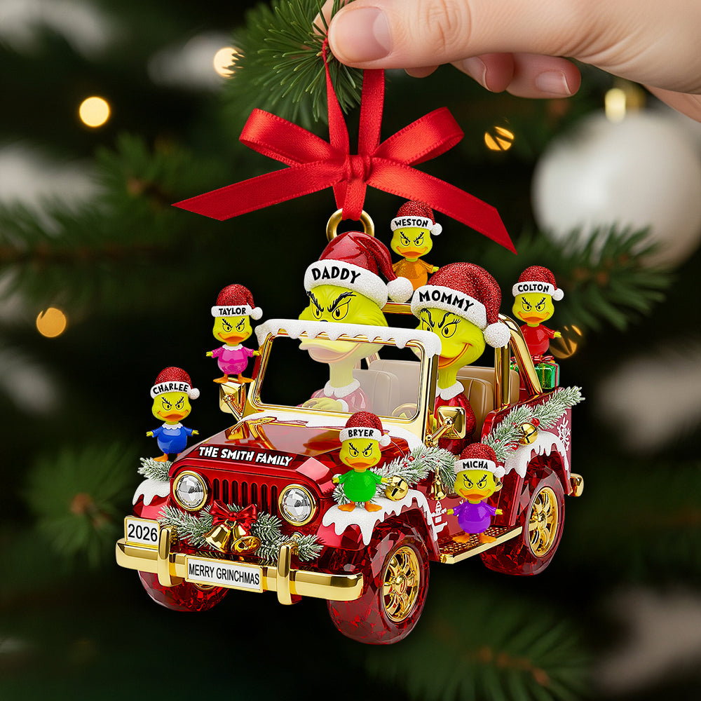 Quirky Family On Off-road Car Ornament - Personalized Christmas Gifts For Family 04DTDT150925-Homacus