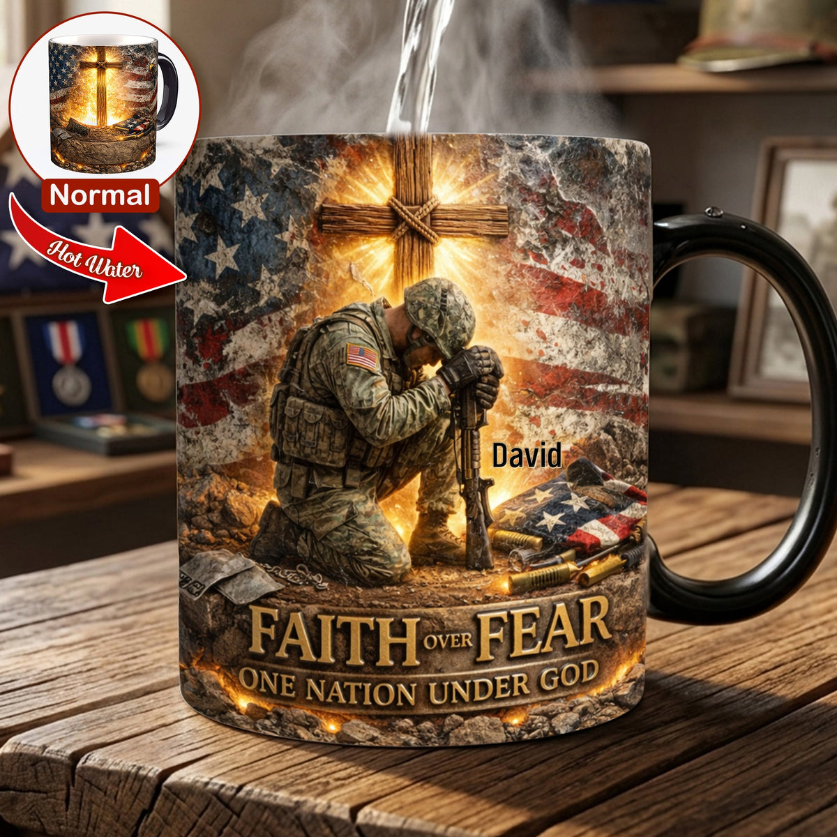 Faith Over Fear Magic Coffee Mug - Personalized Gifts For Veteran 04TOLU280326