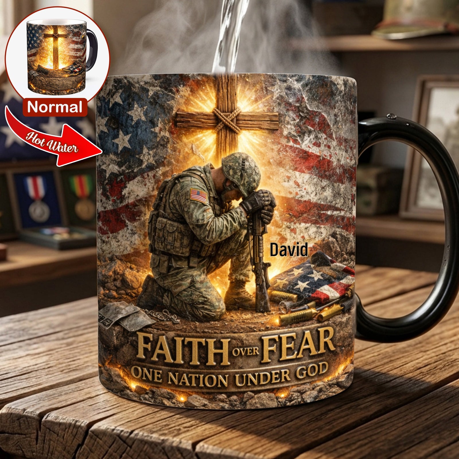 Faith Over Fear Magic Coffee Mug - Personalized Gifts For Veteran 04TOLU280326