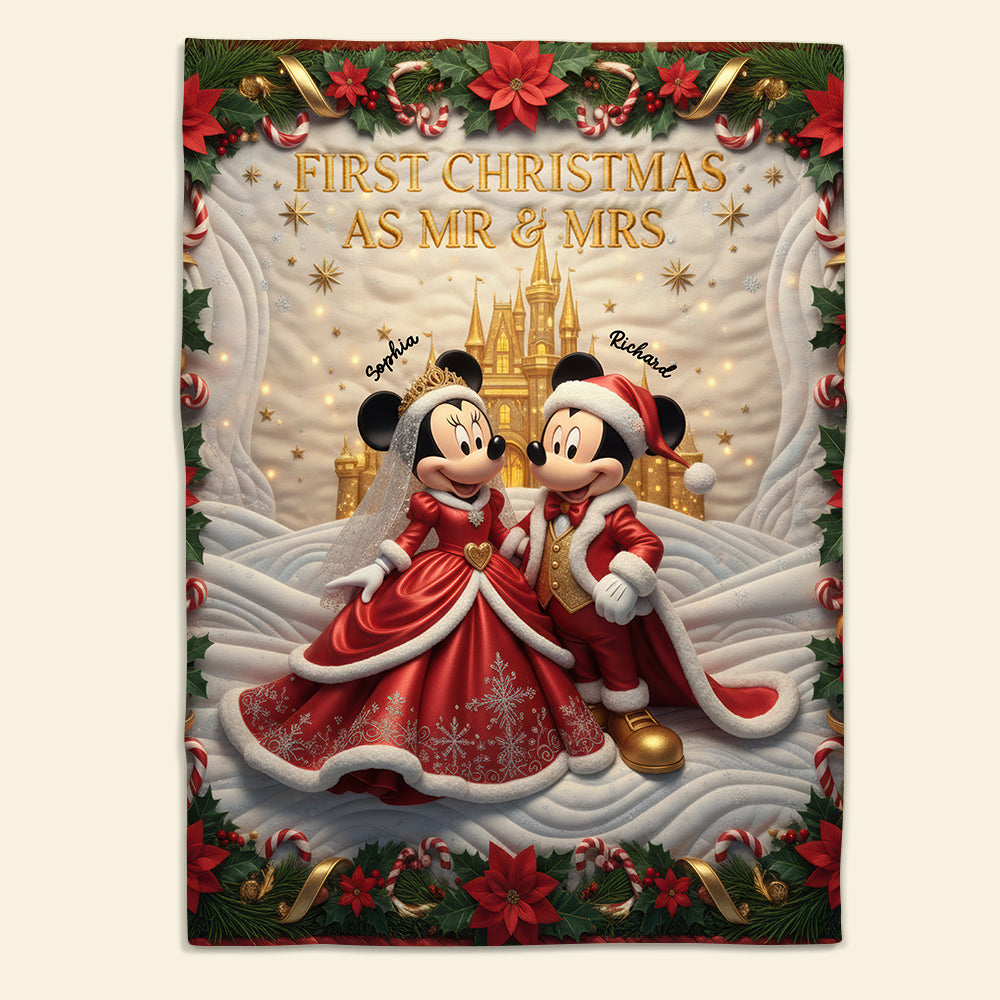 First Christmas Of Us Blanket - Personalized Gifts For Couple 03PAQN031125-Homacus