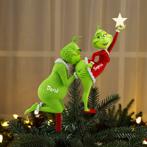 Cheeky Kisses Couple Christmas Tree Topper - Personalized Gift For Couples 04OHLU191125-Homacus