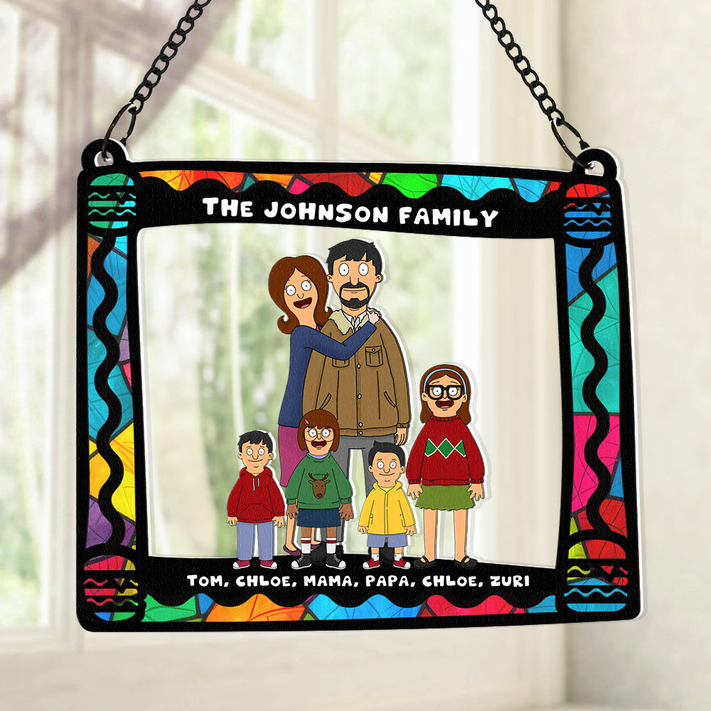 Personalized Gifts For Family Window Hanging Suncatcher Ornament Cartoon Family 01ACDT110225HG-Homacus