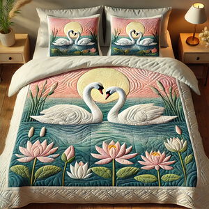 Gifts For Swan Couple Quilt Bedding Set 02kapu140125-Homacus