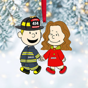 Personalized Gift For Firefighter Couple Christmas Ornament, Happily Holding Hand 04qhtn281124da-Homacus