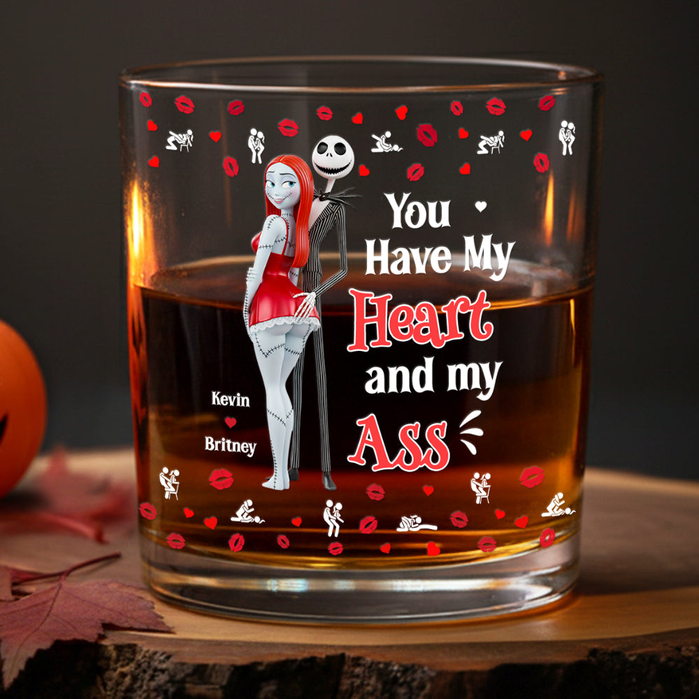 Funny Couple Halloween Glass Mug Personalized Gifts For Couple 01NADT120925-Homacus