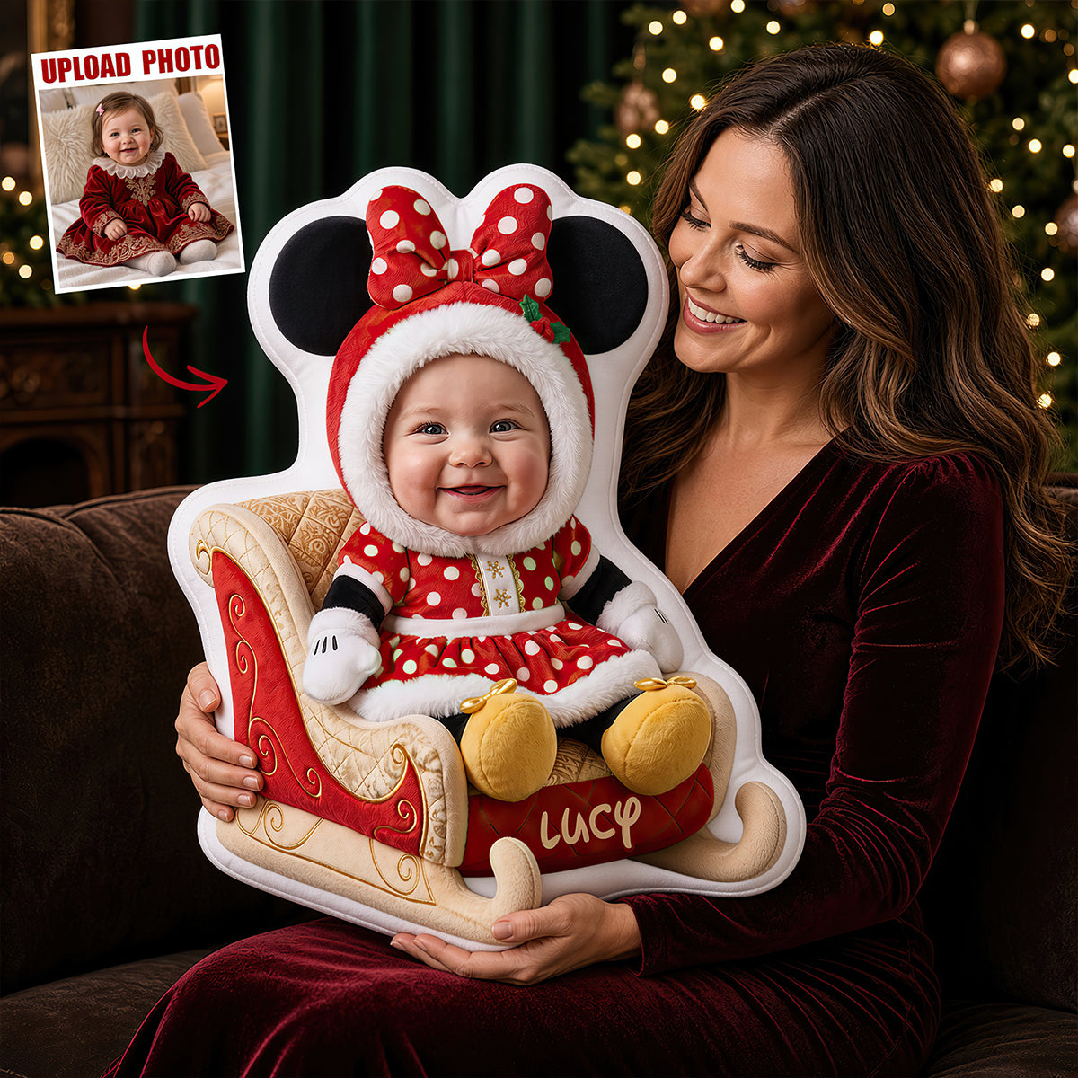 Christmas Baby Sleigh Pillow - Custom Photo Gifts For Kids 02pgdt101026-Homacus
