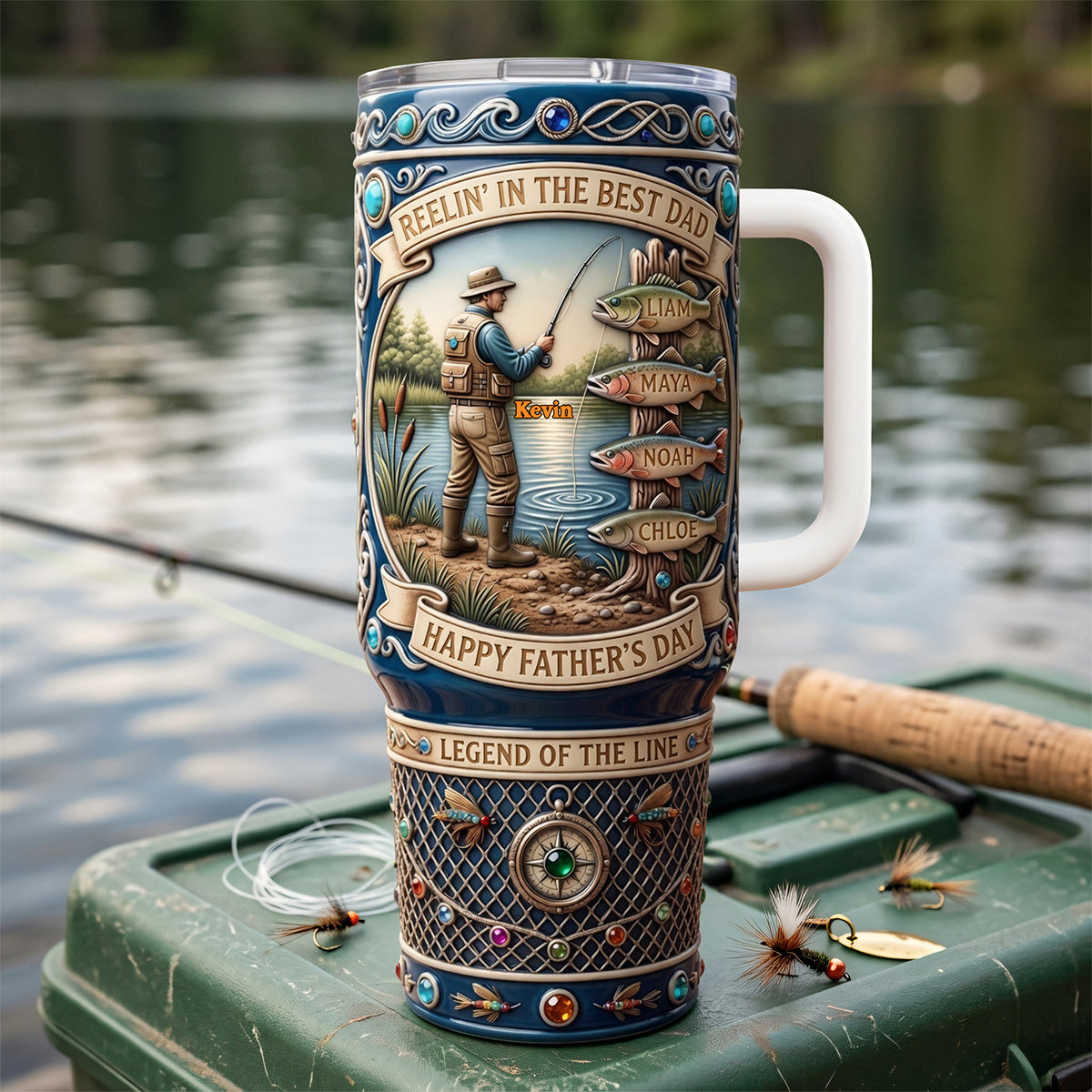 Reelin' In The Best Dad Tumbler - Personalized Gifts For Dad 01tyta240426