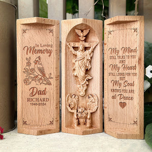 Personalized Haven Openable Wooden Cylinder Sculpture of Jesus Christ In Loving Memory 04toqn230125-Homacus