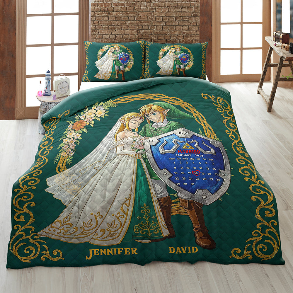 Wedding Couple Quilt Bed Set - Personalized Gifts For Couple 02naqn090725-Homacus