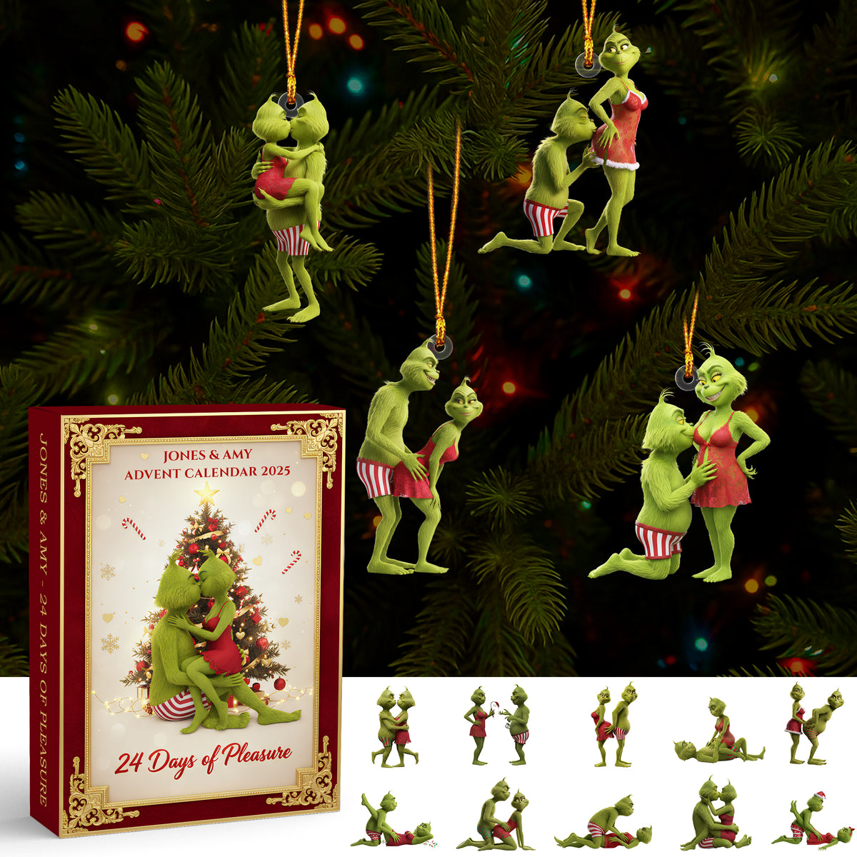 Naughty Green Couple Christmas Advent Calendar - Personalized Gifts For Couple 02nadt101025-Homacus