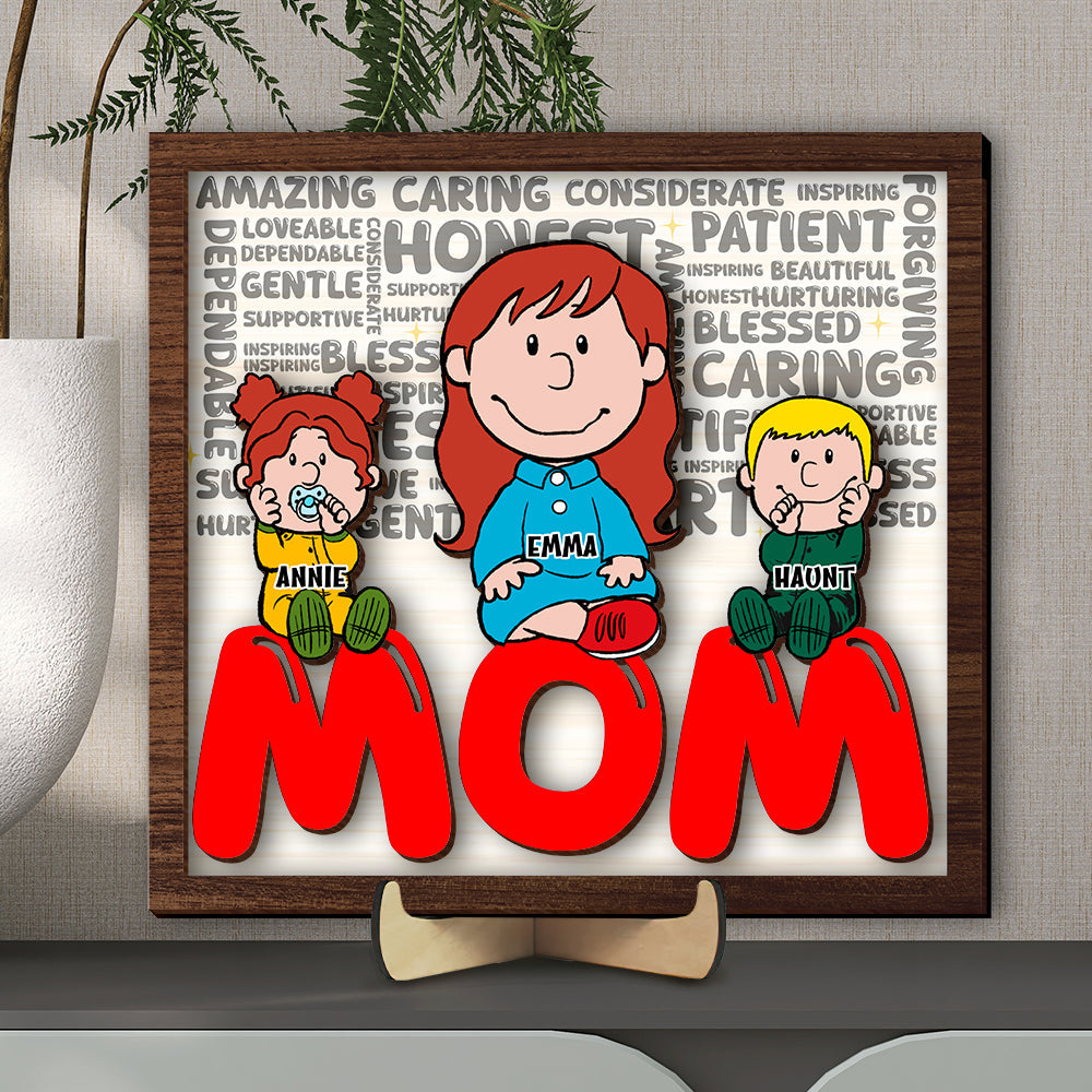 Personalized Gifts For Moms 2 Layers Wood Sign Moms & Little Ones 02TOLU090125HH-Homacus