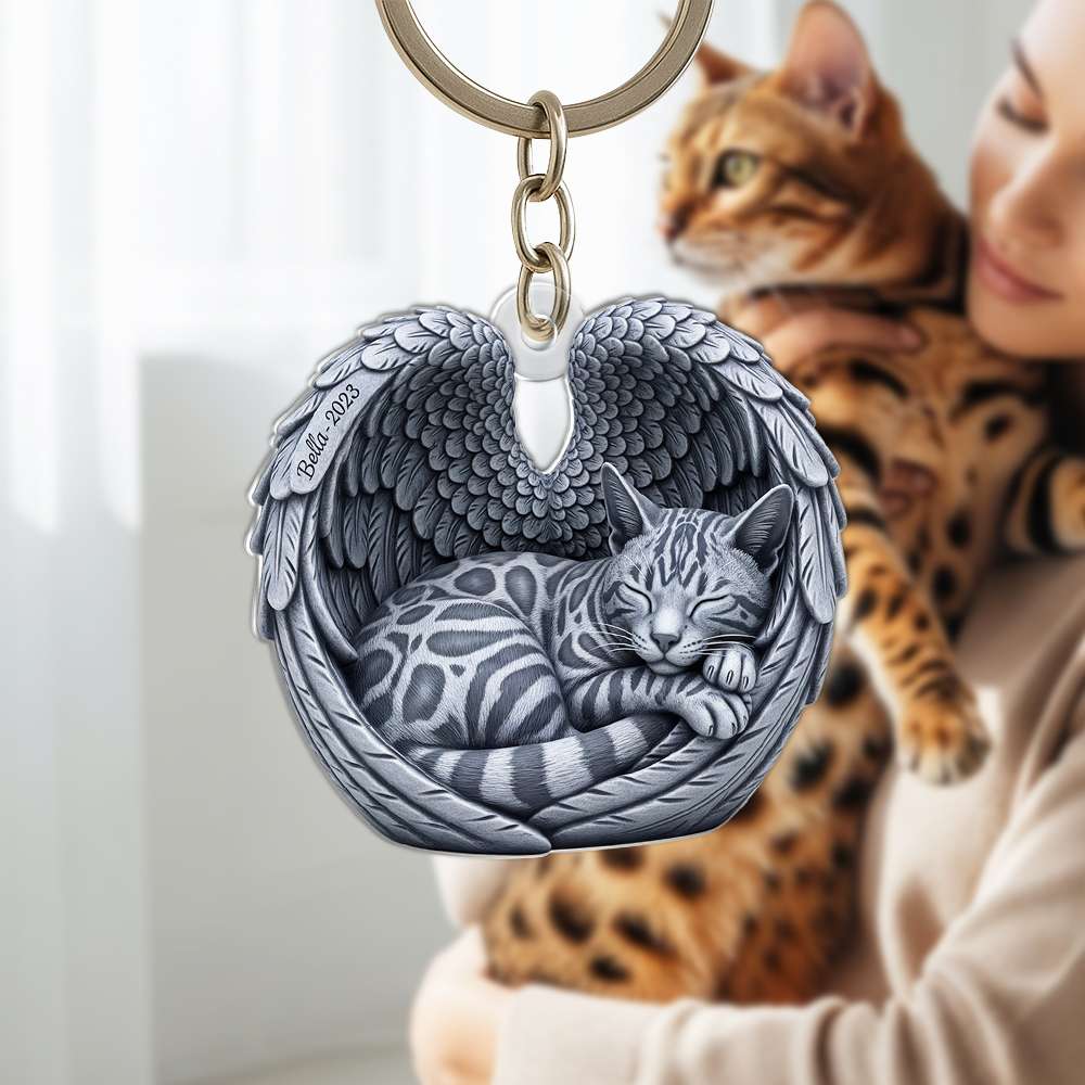 Cat In Heaven Acrylic Keychain- Personalized Gifts For Cat Lovers 01OHLU190625-Homacus