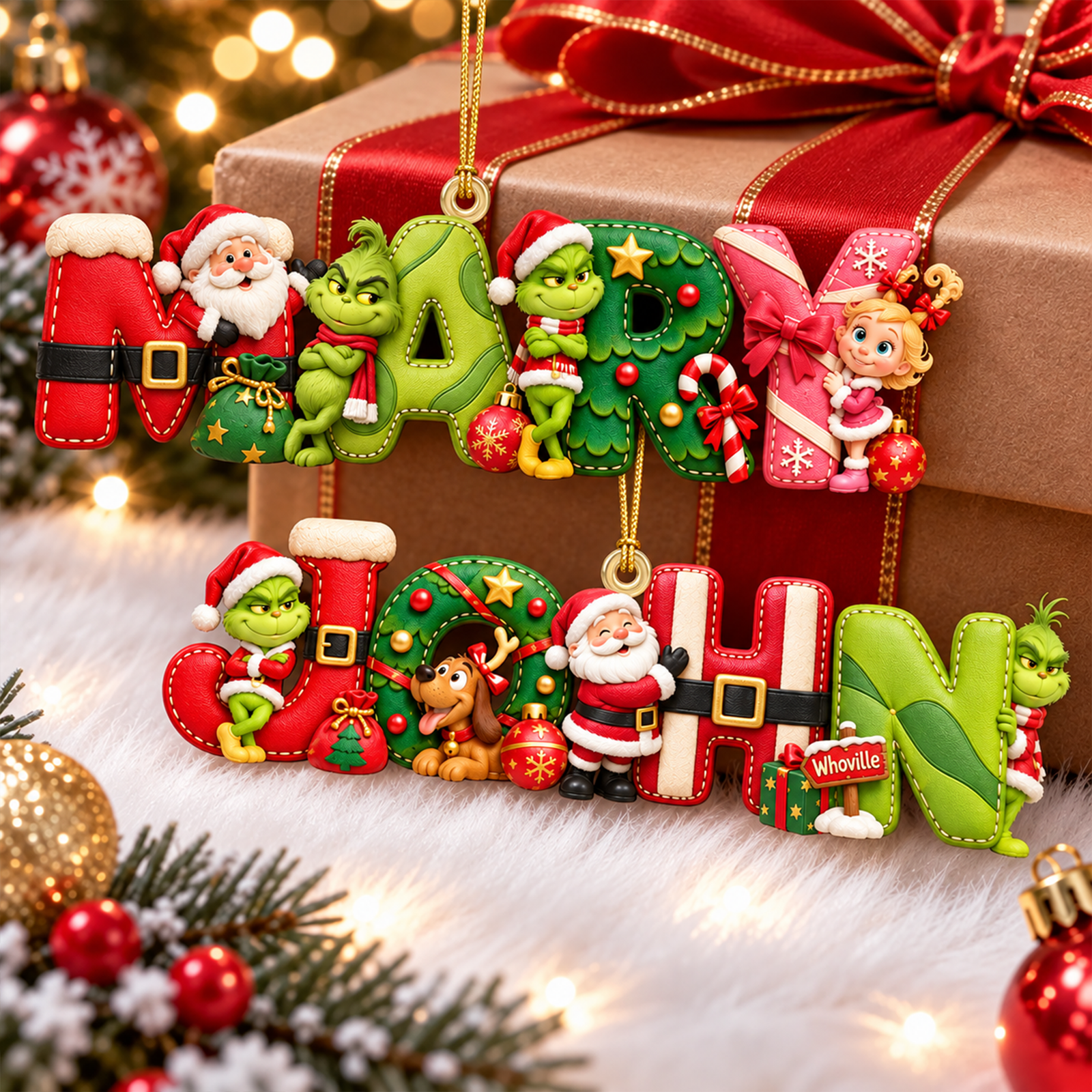 Festive Character Initial Alphabet Ornament - Personalized Gift For Christmas 04PAQN101026-Homacus