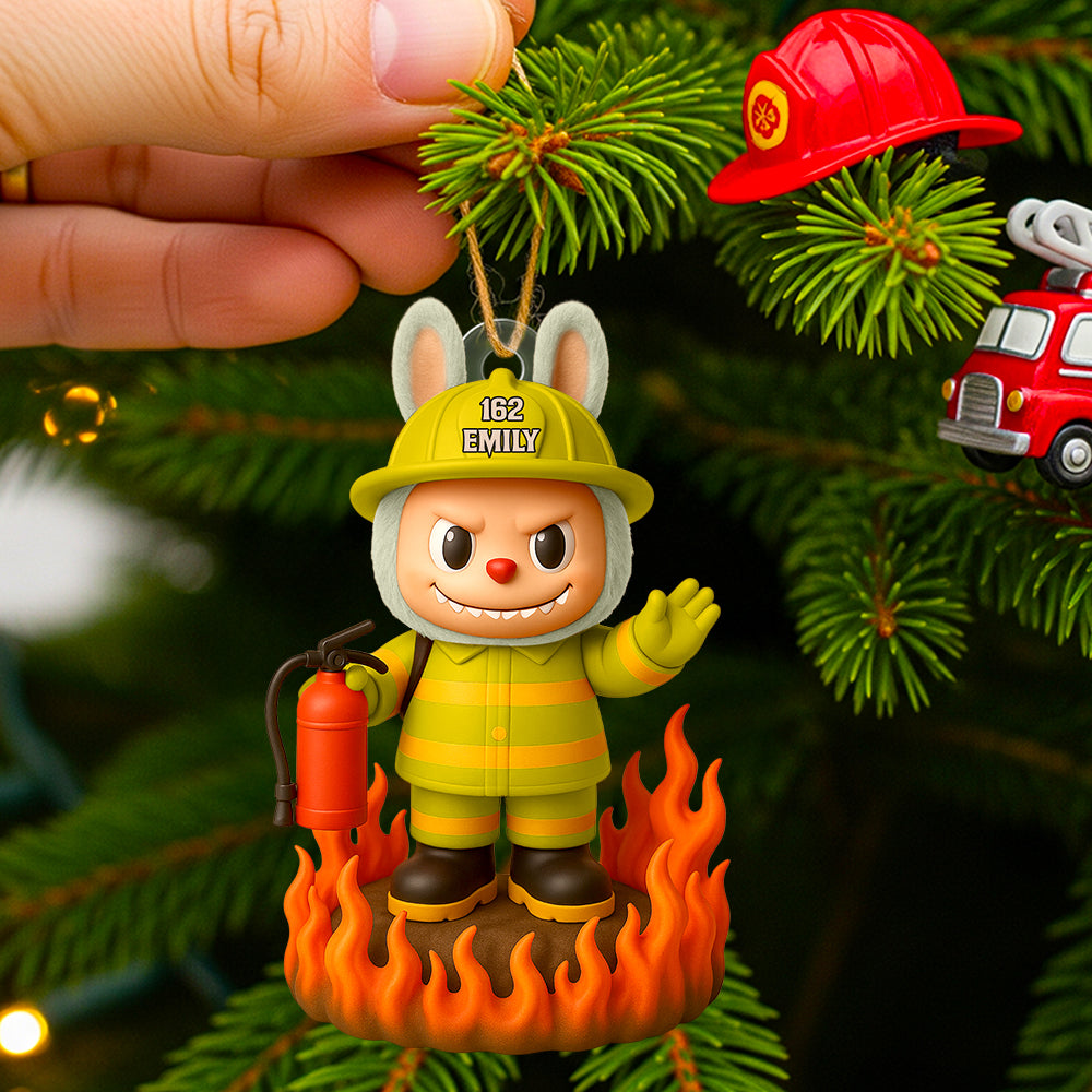 Firefighter Bunny Christmas Ornament Personalized Gifts For Firefighter 05PGDT190825-Homacus