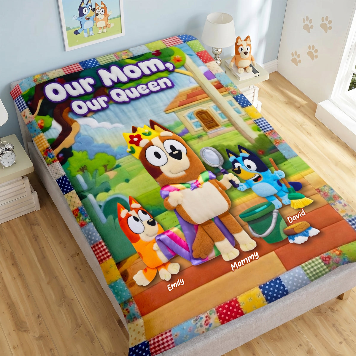 Happy Puppy Family Blanket - Personalized Gifts For Mom 01TYQN160426-Homacus
