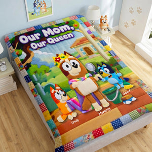 Happy Puppy Family Blanket - Personalized Gifts For Mom 01TYQN160426-Homacus
