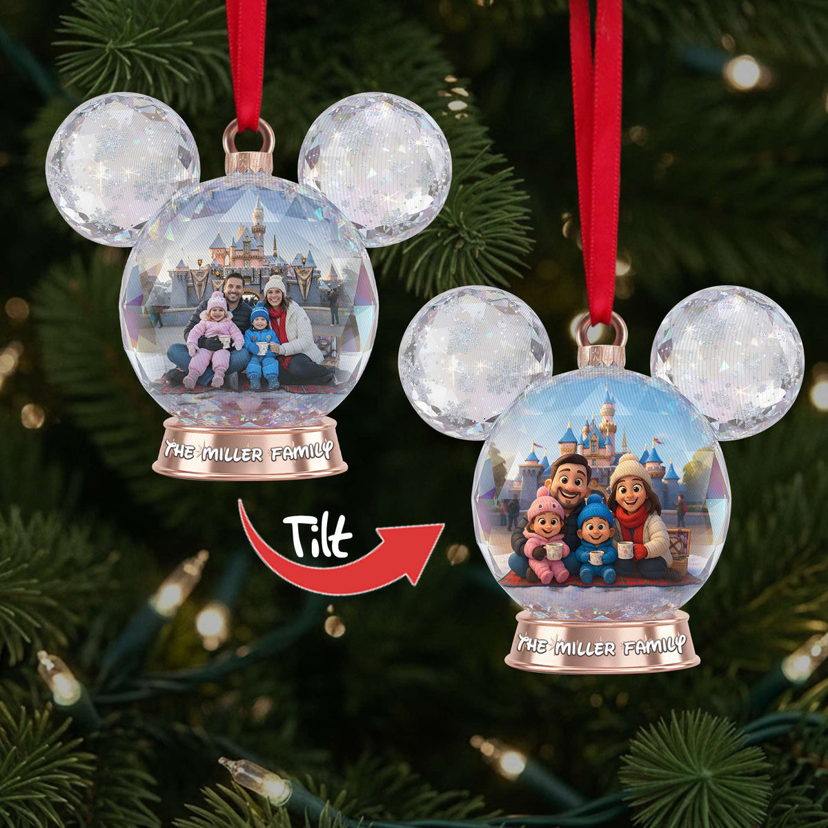 Sparkle Globe Christmas Lenticular Ornament - Personalized Custom Photo Gifts For Family 07NALU240925-Homacus