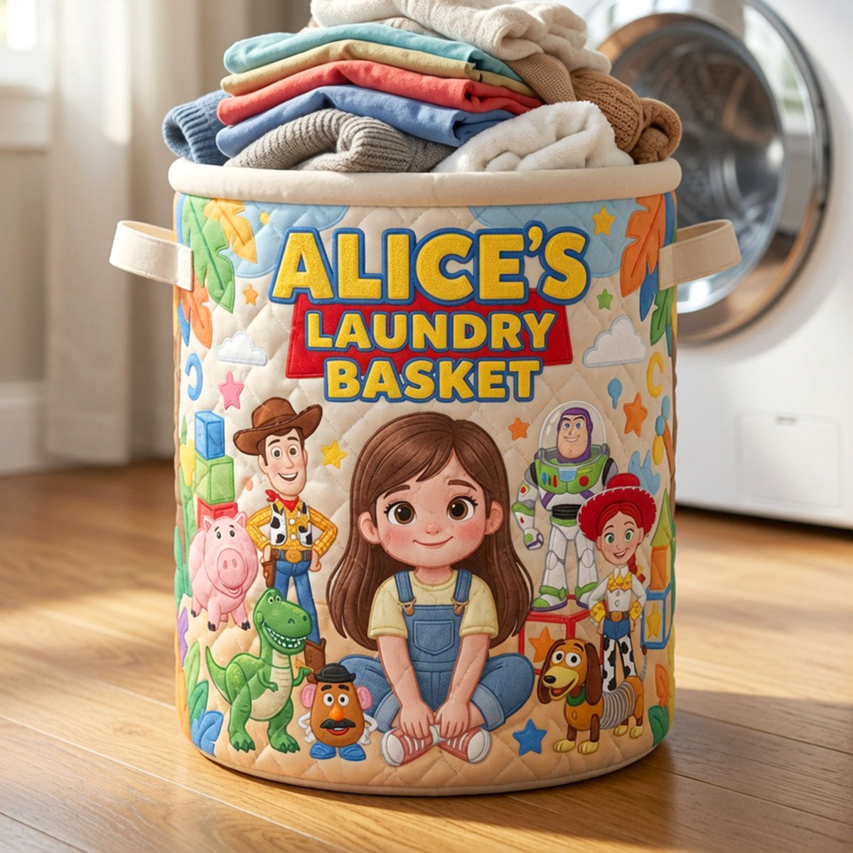 Lovely Characters Quilted Laundry Basket - Custom Photo Gifts 04natn090726-Homacus