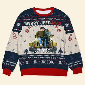 Custom Photo Gifts For Couple Christmas Knitted Ugly Sweater Off Road Couple 01ACQN021024-Homacus