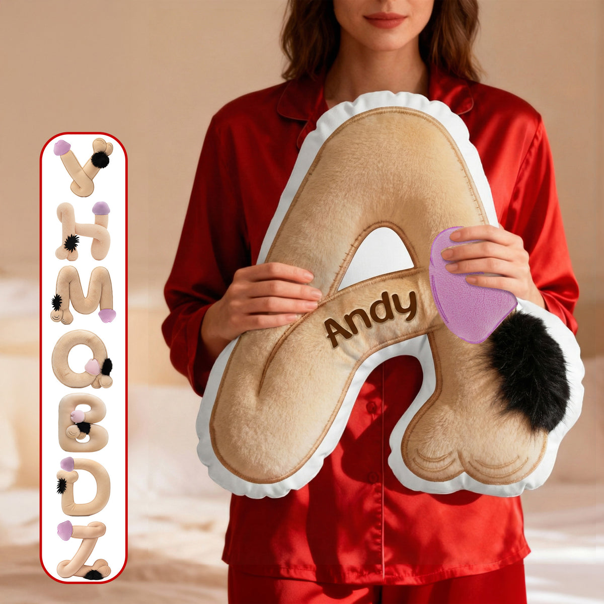 Naughty Initial Letter Custom Shaped Pillow - Personalized Gifts 01humg271225-Homacus