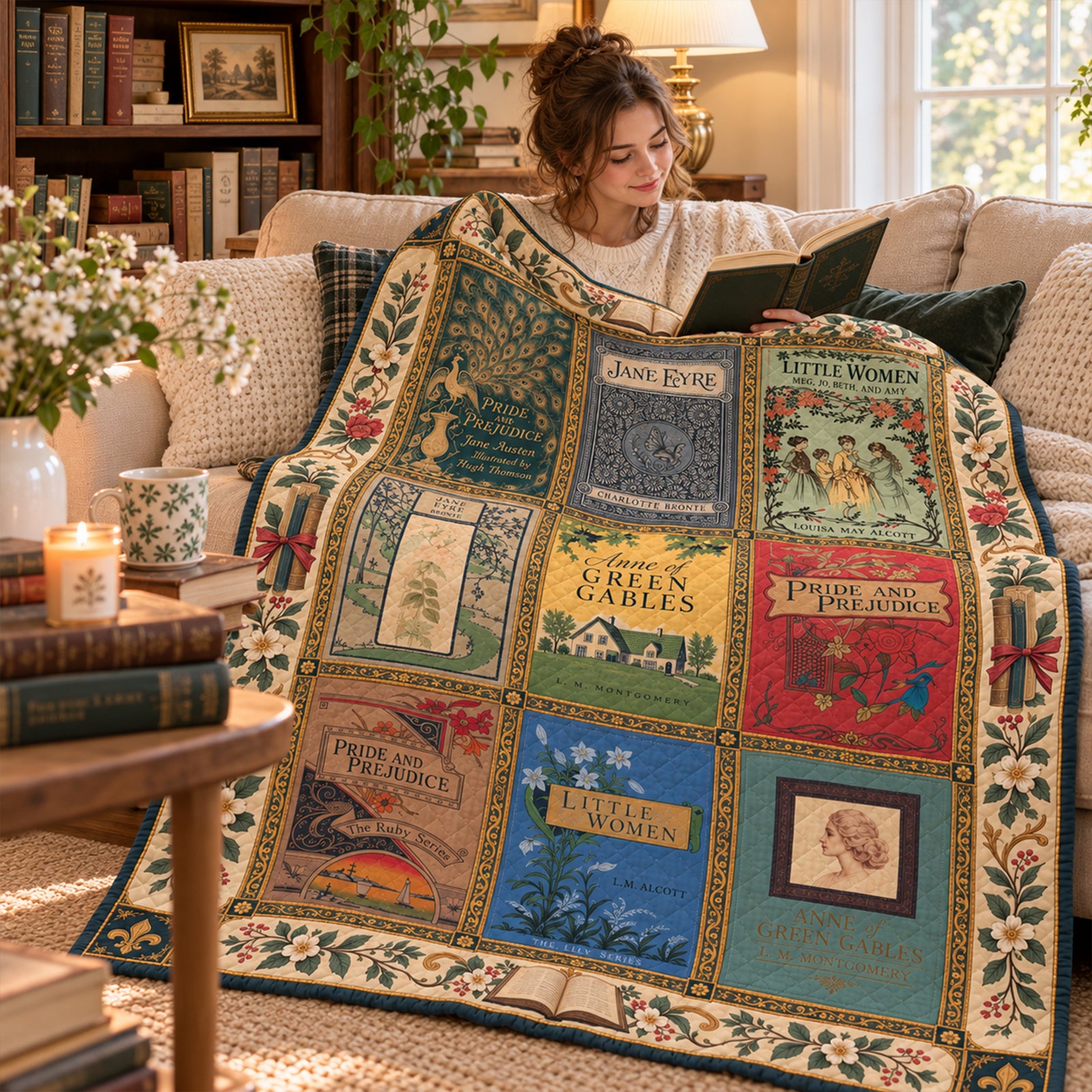 Vintage Book Collection Blanket - Personalized Gifts For Book Lovers 03nalu091026-Homacus