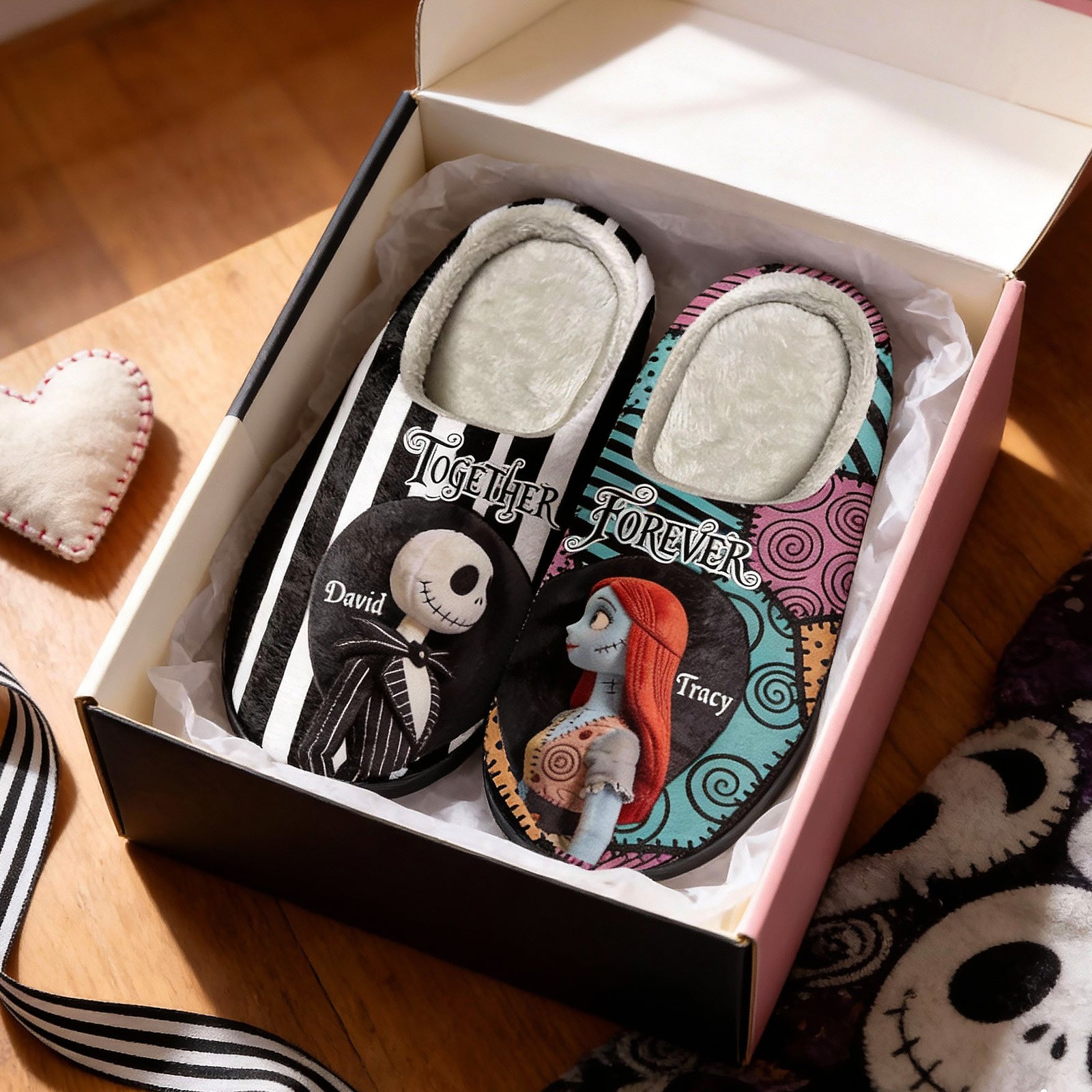 Together Forever Slippers - Personalized Gifts For Couples 01PGMG201225-Homacus