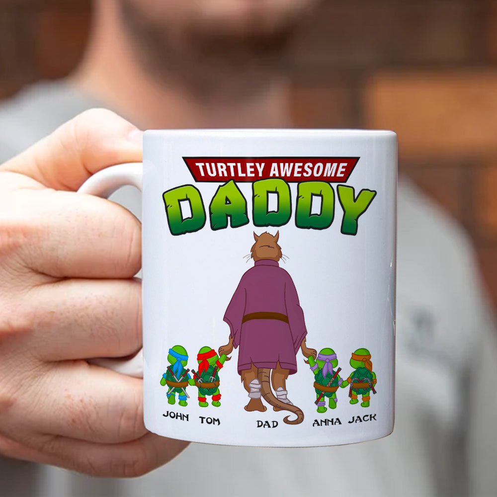 Turtley Awesome Daddy Personalized Coffee Mug Gifts For Dad-Homacus