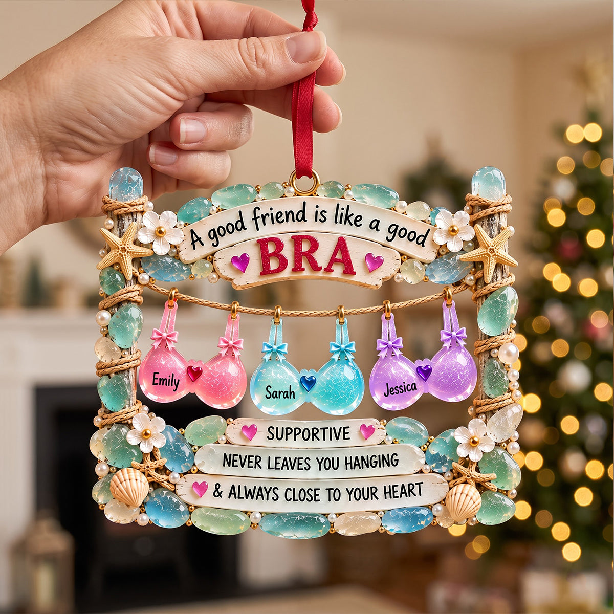 Besties Bra Acrylic Ornament -  Personalized Gifts For Besties 01natn161026
